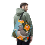 Pigeon and Yellow Flowers Tote Bag with Cotton Handles For Everyday Use, 3 Sizes