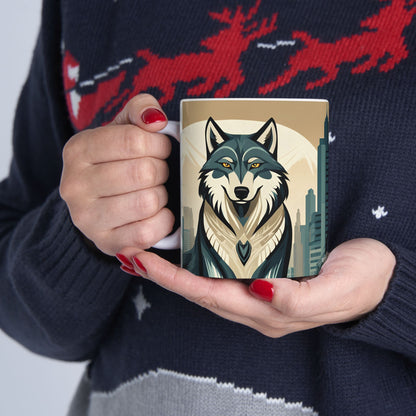 Art Deco Wolf Ceramic Mug