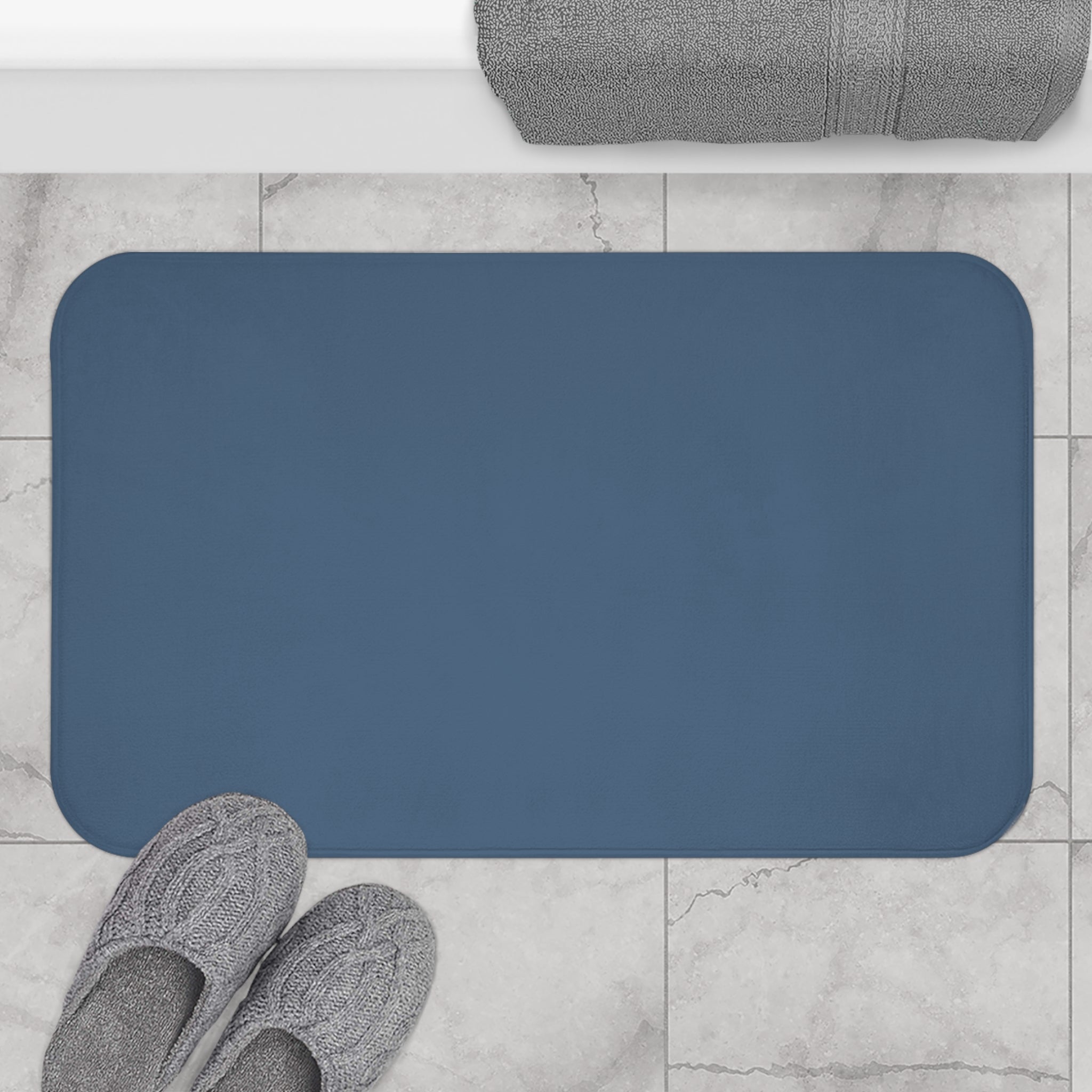 Coastal Blue Memory Foam Bath Mat — Soft Absorbent Bathroom Rug, 2 sizes