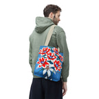 Bouquet of Red White and Blue Flowers Tote Bag with Cotton Handles For Everyday Use, 3 Sizes
