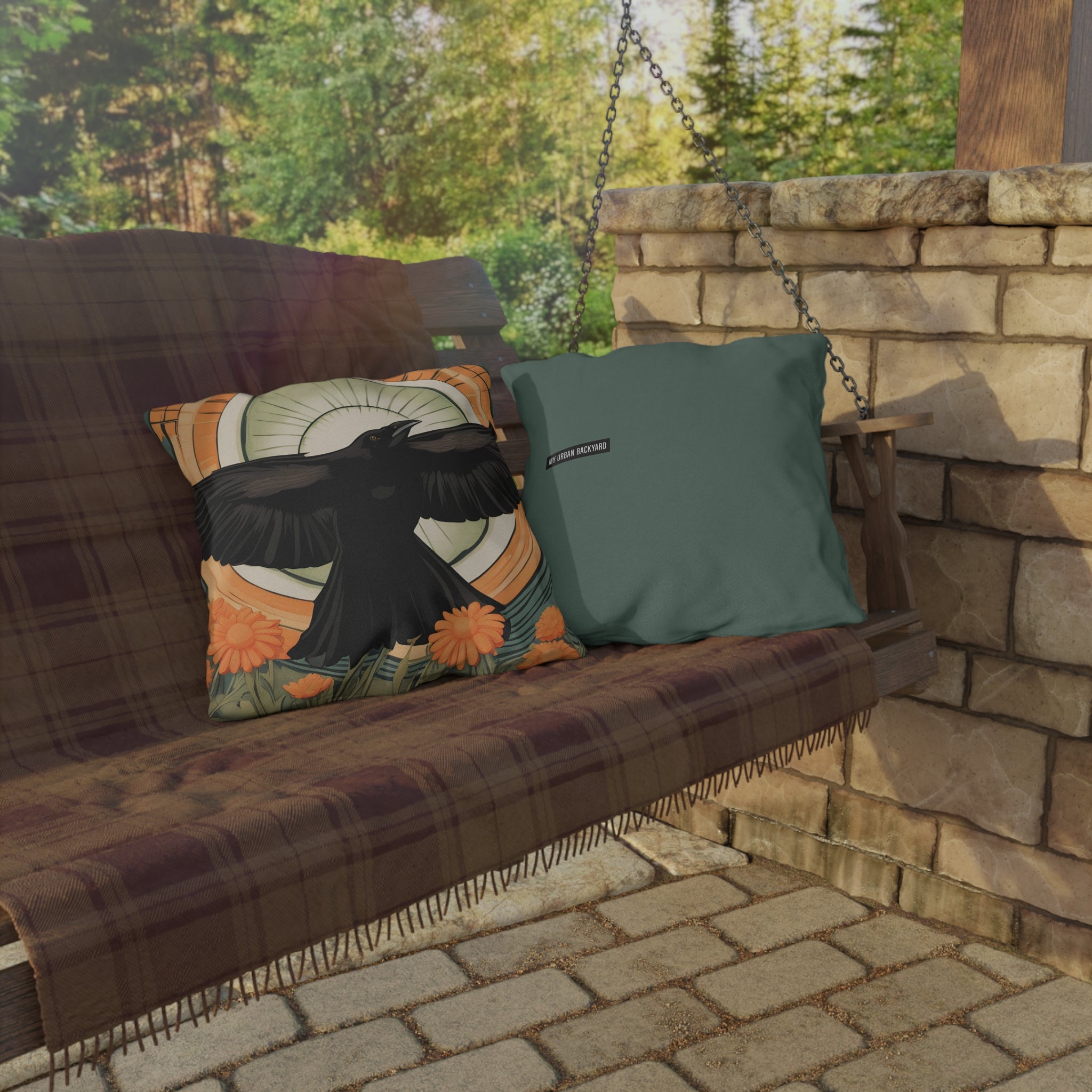 Flying Crow, Throw Pillow
