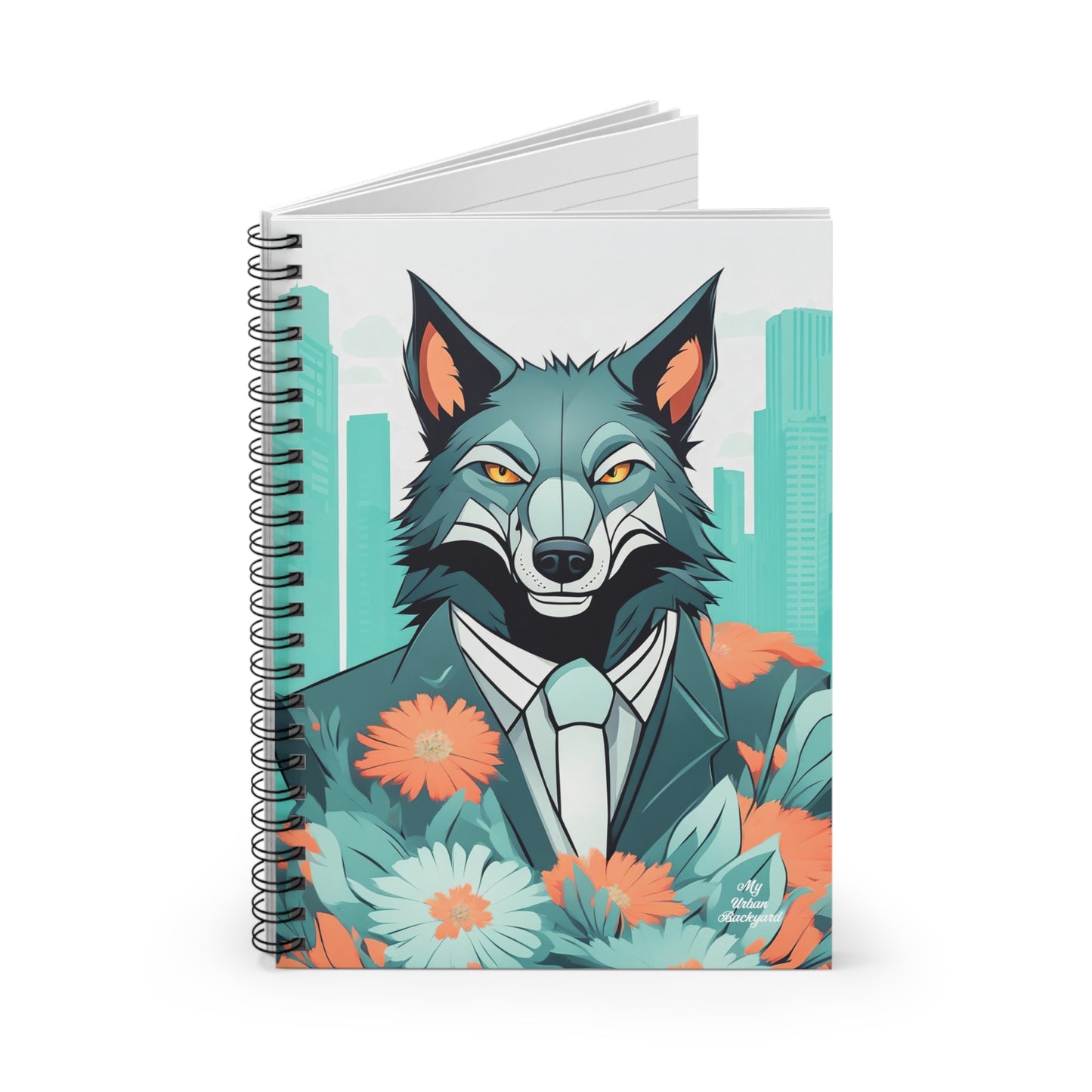 Vincent Blueclaw, Wolf Spiral Notebook Writing Journal - 118 Ruled Pages