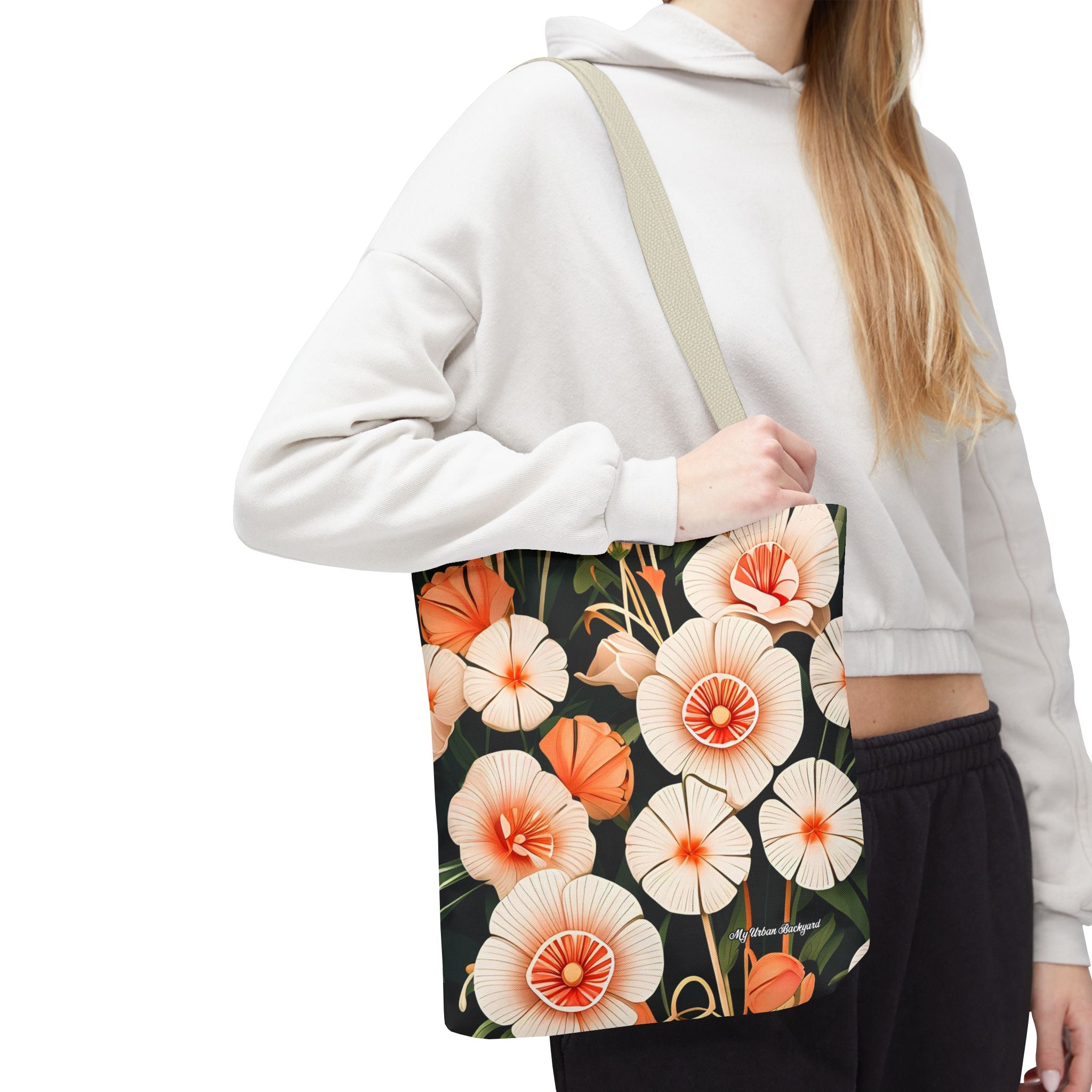 Art Deco Flowers Tote Bag with Cotton Handles For Everyday Use, 3 Sizes