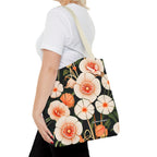 Art Deco Flowers Tote Bag with Cotton Handles For Everyday Use, 3 Sizes