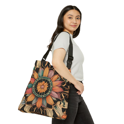 Art Deco Flowers, Tote Bag with Adjustable Strap