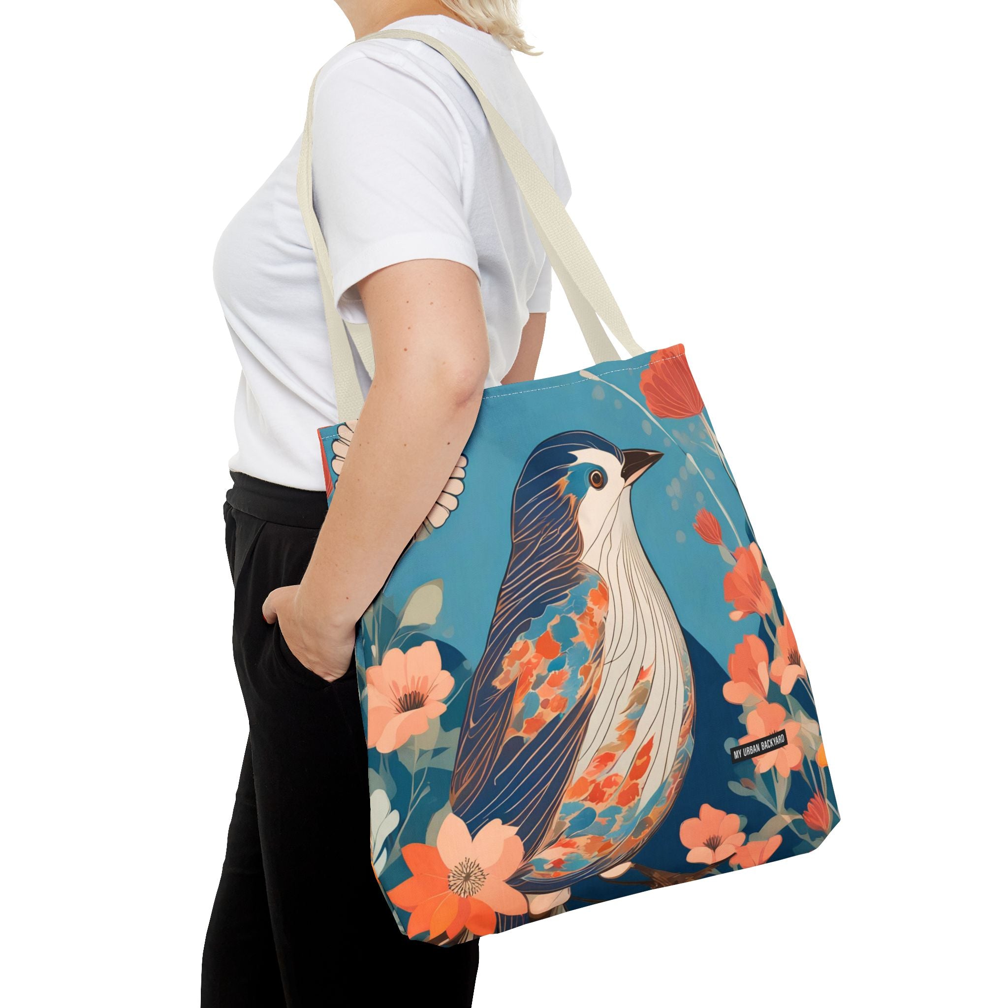 Colorful Bird, Everyday Tote Bag w Cotton Handles