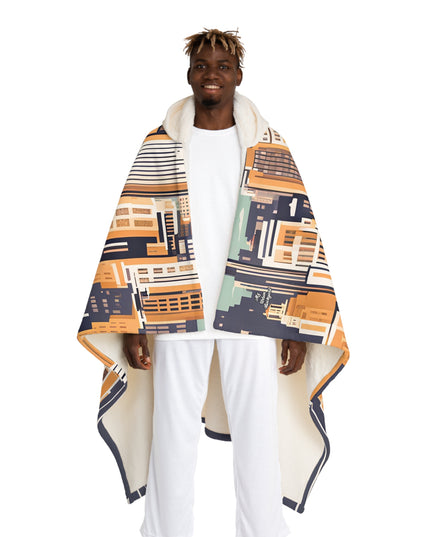 City Bird on Roof,  Cozy Hooded Sherpa Fleece Blanket