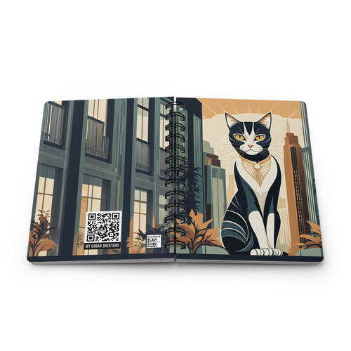 Art Deco City Cat Spiral Journal