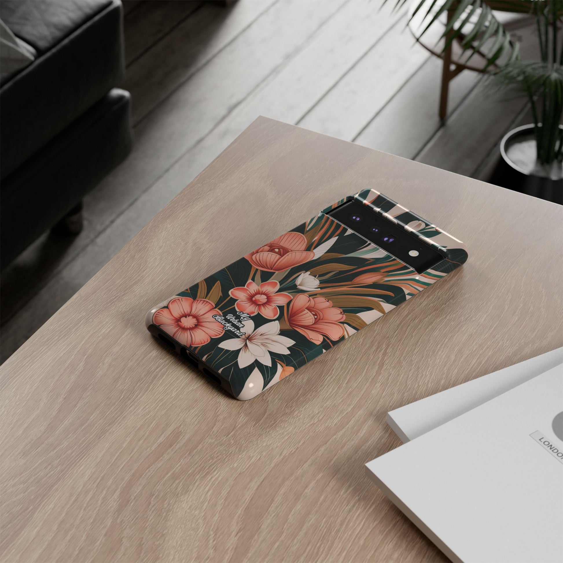 Peach Art Deco Flowers, Cell Phone Case - Apple, Samsung, Google Pixel