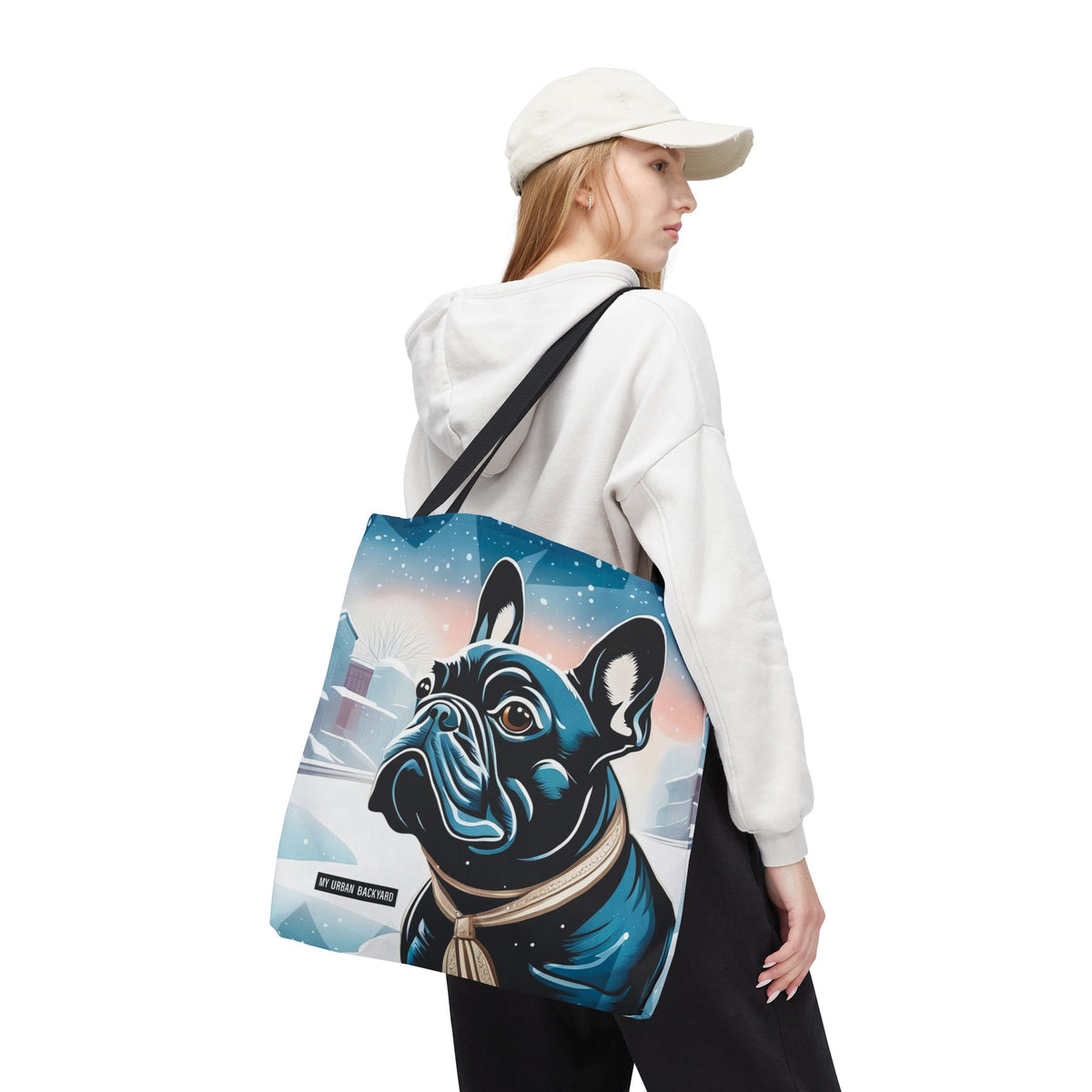 Winter French Bulldog Tote Bag