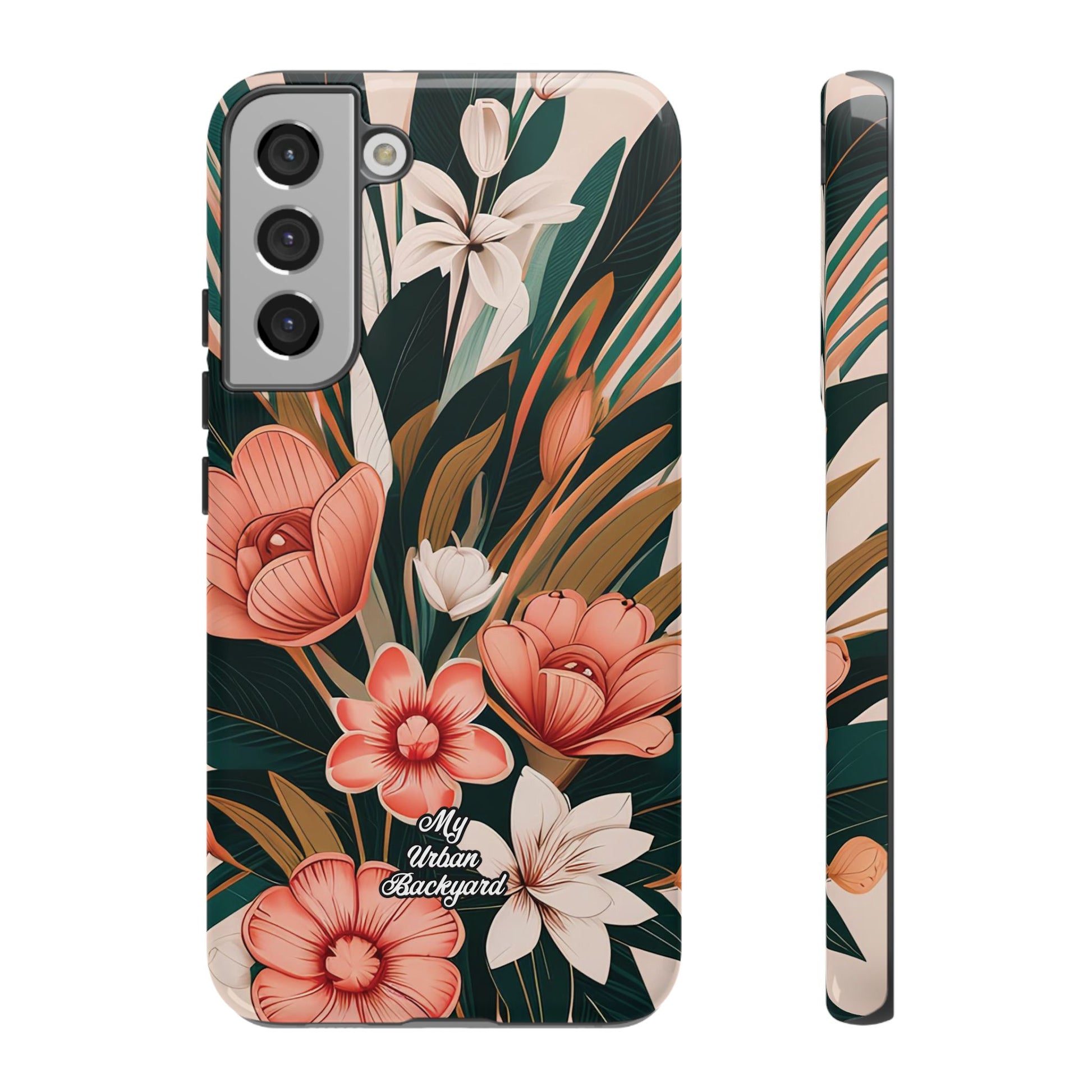 Peach Art Deco Flowers, Cell Phone Case - Apple, Samsung, Google Pixel