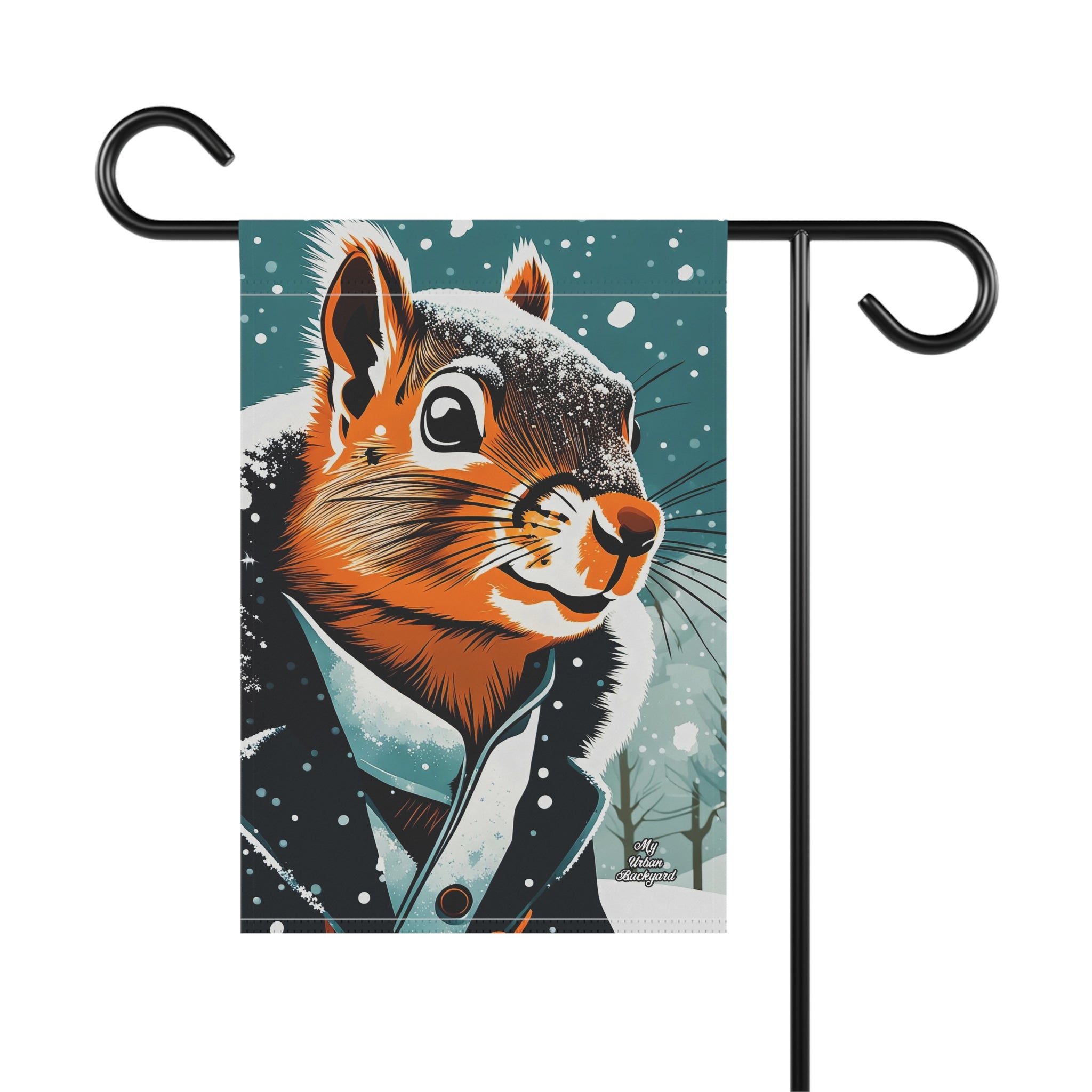 Winter Squirrel Garden Banner, Outdoor Decor, Seasonal Flag, Nature Lover Gift, Holiday Decoration, Home and Garden Decor