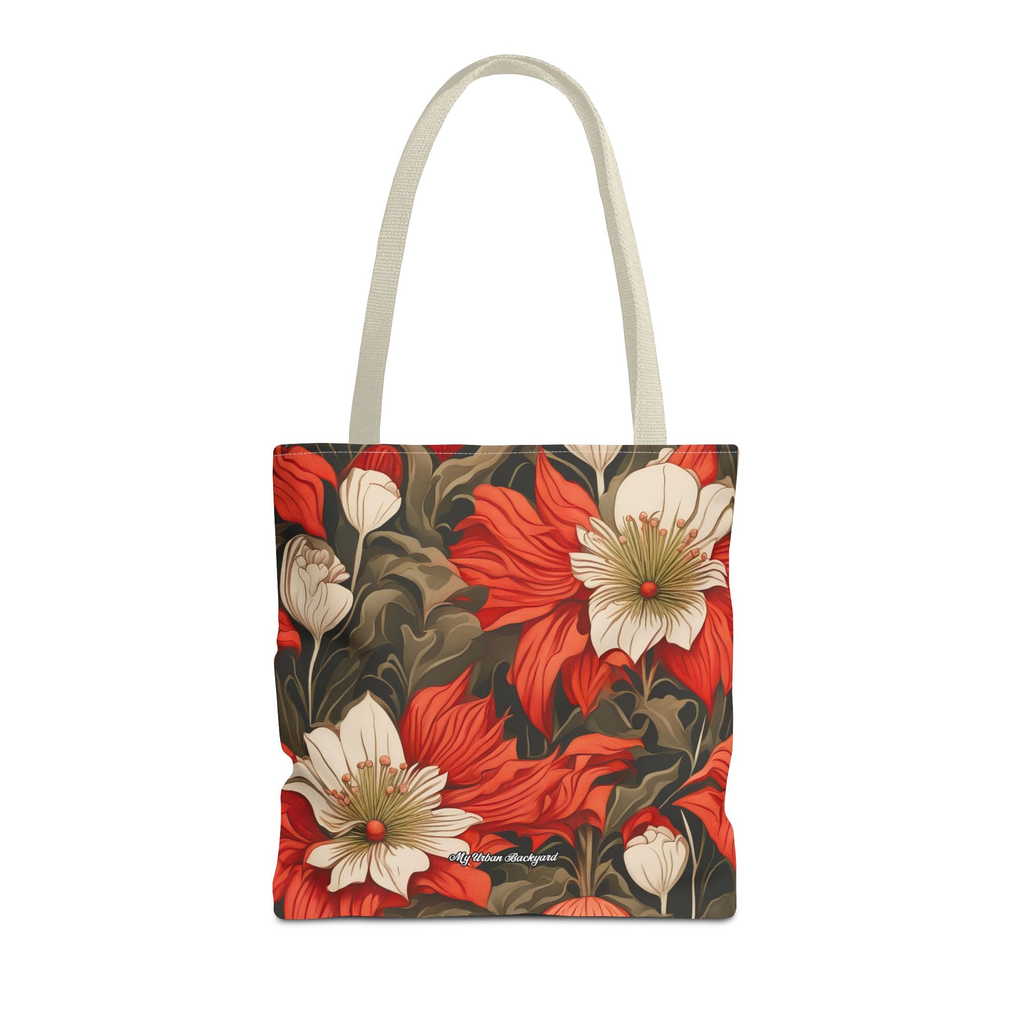 Holiday Flowers Tote Bag with Cotton Handles For Everyday Use, 3 Sizes