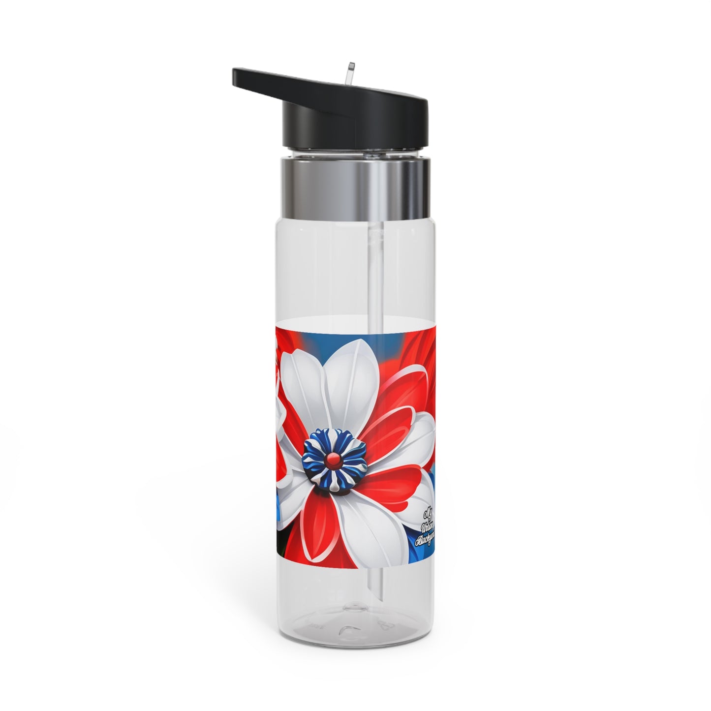 Red White & Blue Flowers, 20oz Sport Water Bottle, BPA-Free, Tritan™ plastic