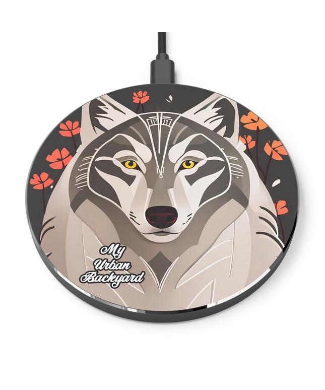 Art Deco Wolf, 10W Wireless Charger for iPhone, Android, Earbuds