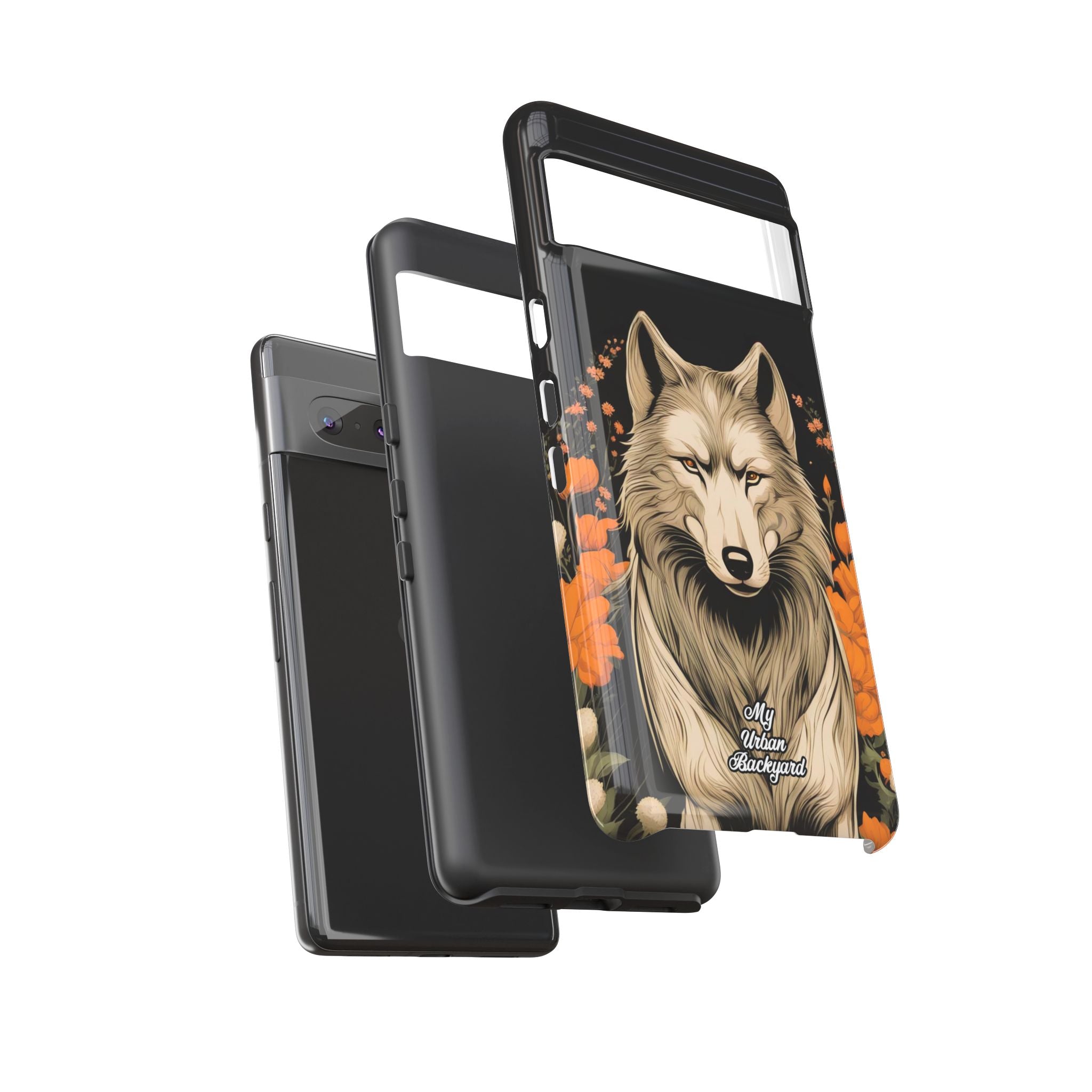 Wolf with Flowers, Animal Cell Phone Case - Apple, Samsung, Google Pixel