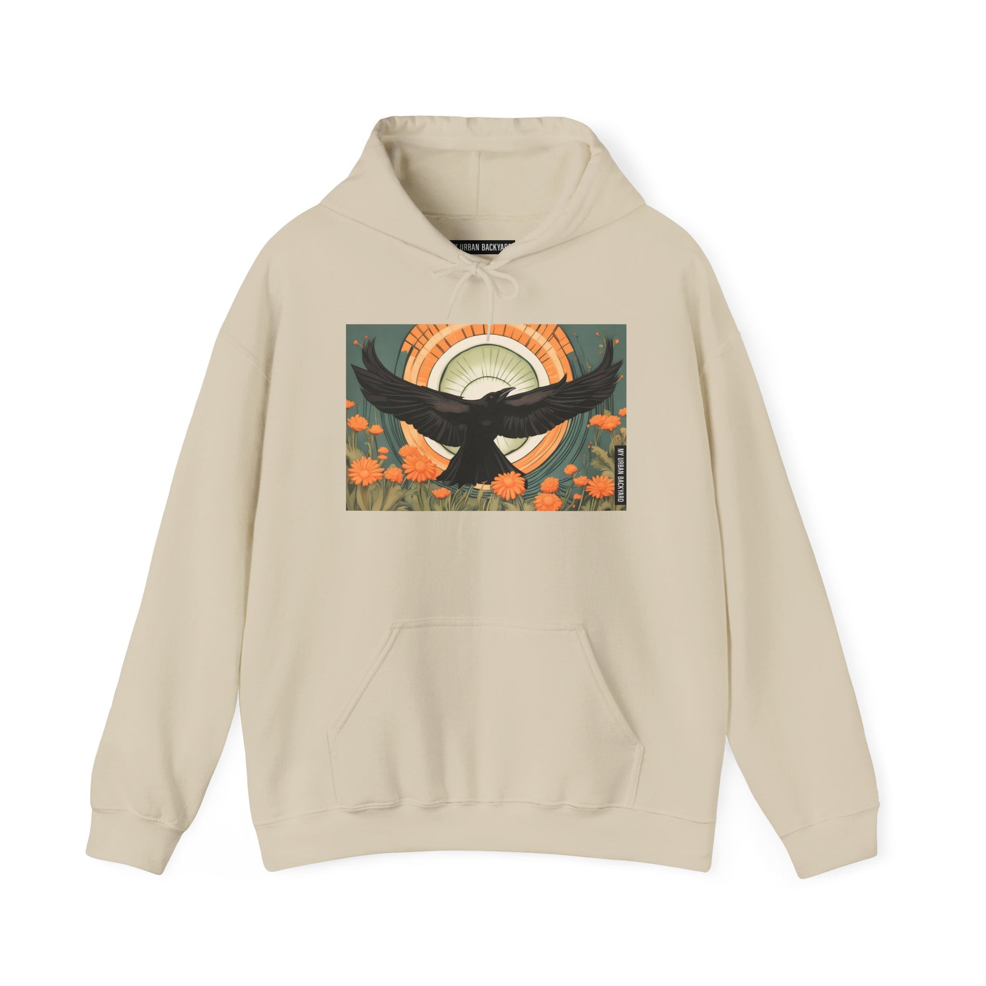 Flying Crow Hoodie, Cozy Bird Design Sweatshirt, Gift for Nature Lovers, Fall Fashion, Eco-Friendly Apparel