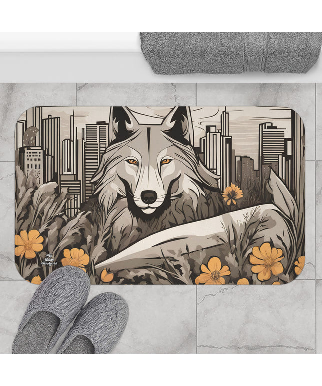 City Wolf, Memory Foam Bath Mat - Cozy Bathroom Essential
