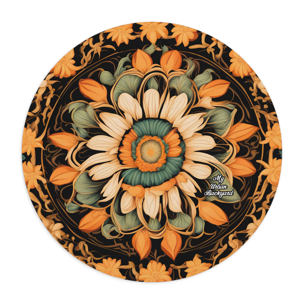 Circle of Petals Mouse Pad, Vibrant Desk Accessory, Office Decor, Gift for Flower Lovers, Home Office Essentials, Computer Accessories