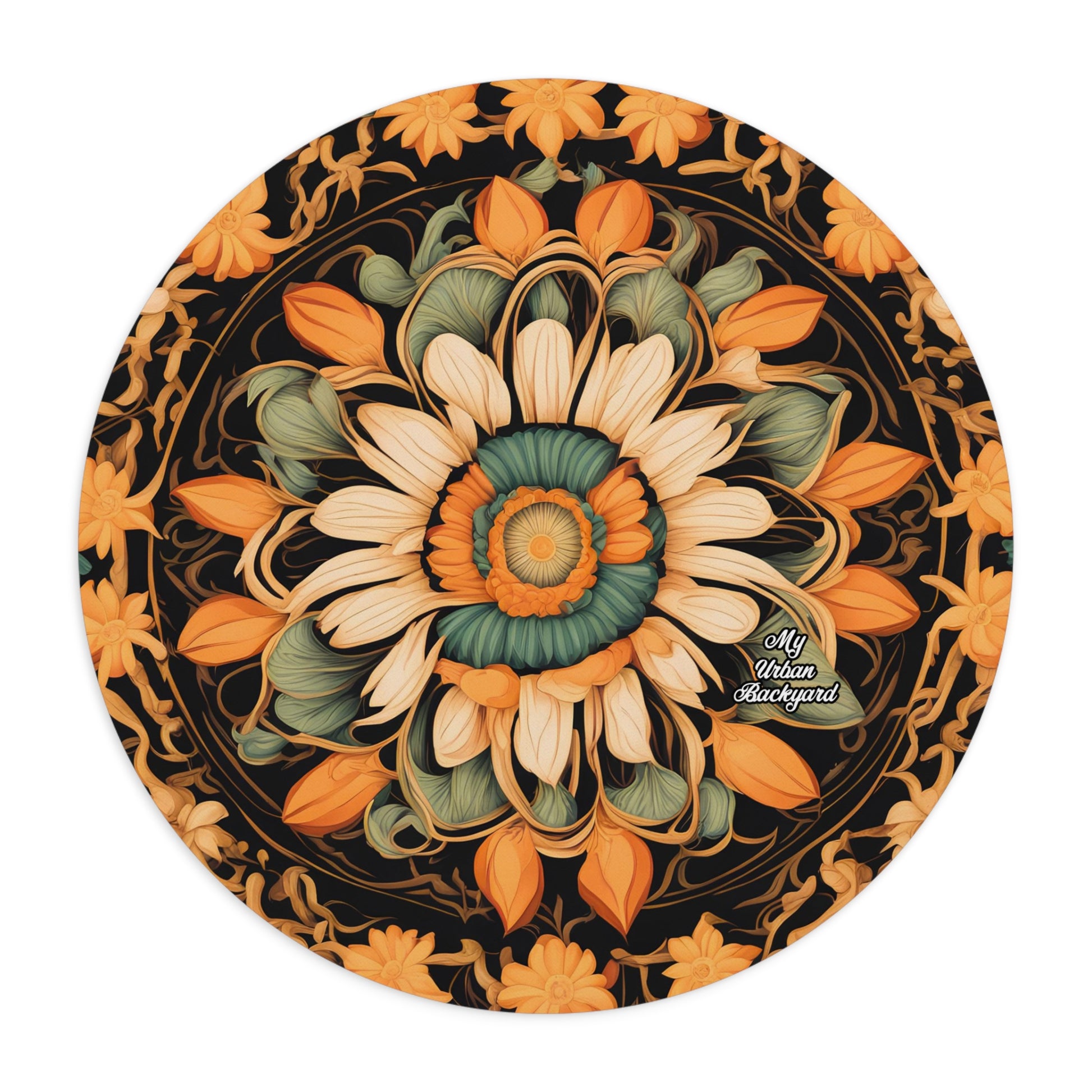 Circle of Petals Mouse Pad, Vibrant Desk Accessory, Office Decor, Gift for Flower Lovers, Home Office Essentials, Computer Accessories