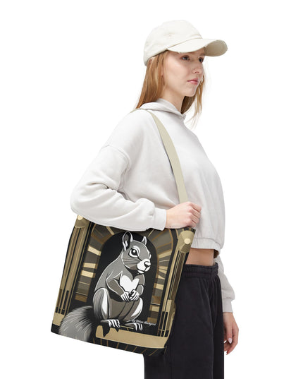 Art Deco Squirrel, Tote Bag with Cotton Handles For Everyday Use, 3 Sizes