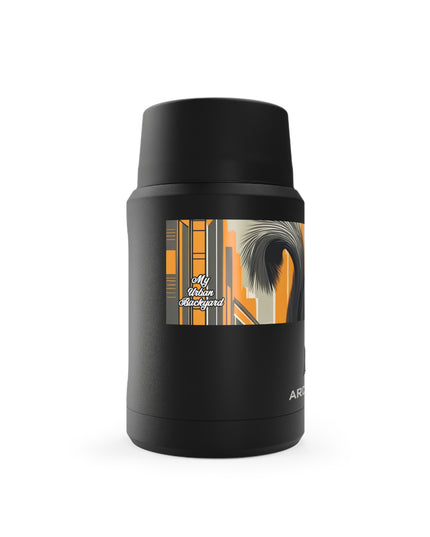Art Deco Squirrel, Reusable Insulated Food Storage Container with Spoon – 16.9oz