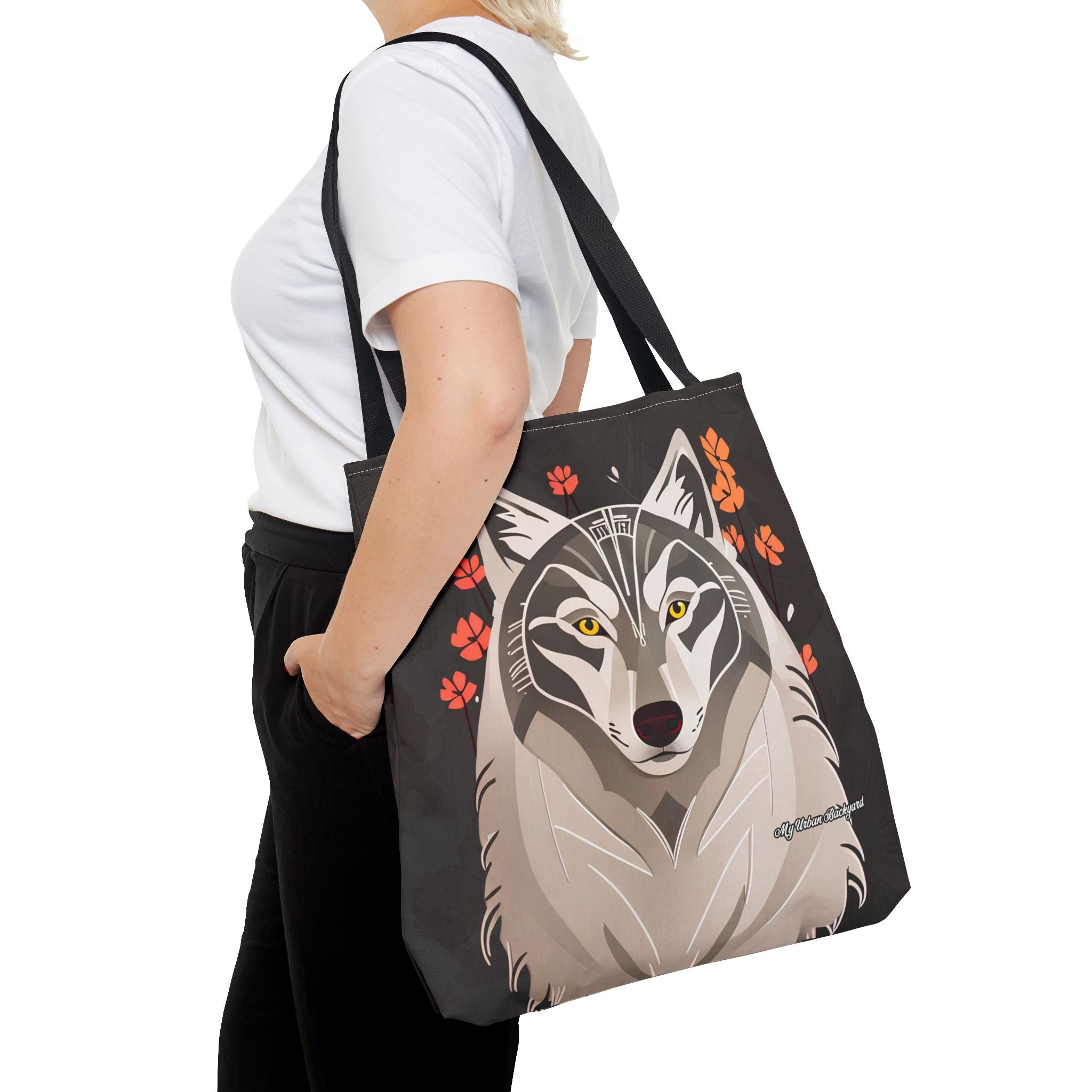 Art Deco Wolf Tote Bag with Cotton Handles For Everyday Use, 3 Sizes