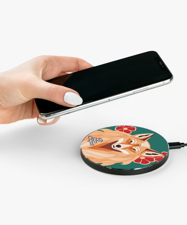Art Deco Coyote, 10W Wireless Charger for iPhone, Android, Earbuds