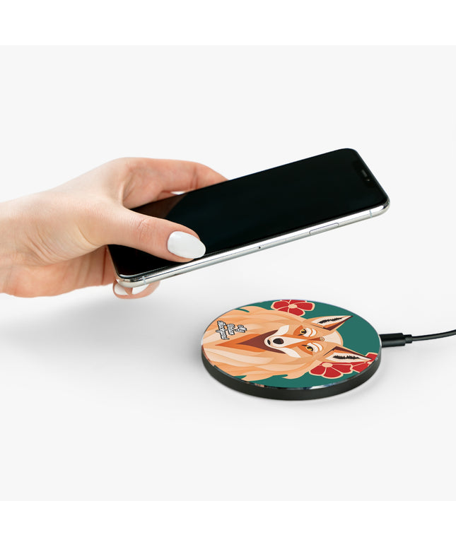 Art Deco Coyote, 10W Wireless Charger for iPhone, Android, Earbuds
