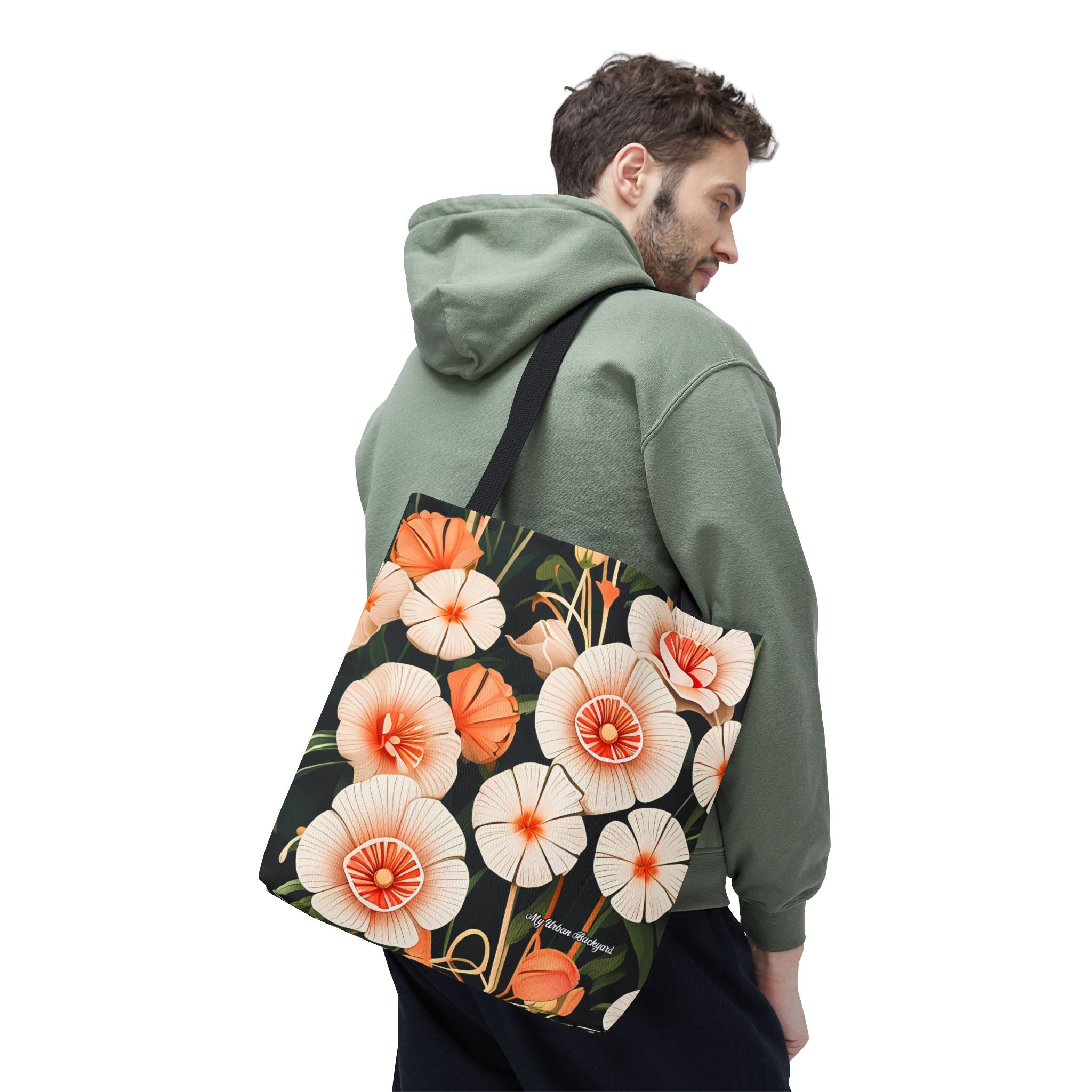 Art Deco Flowers Tote Bag with Cotton Handles For Everyday Use, 3 Sizes