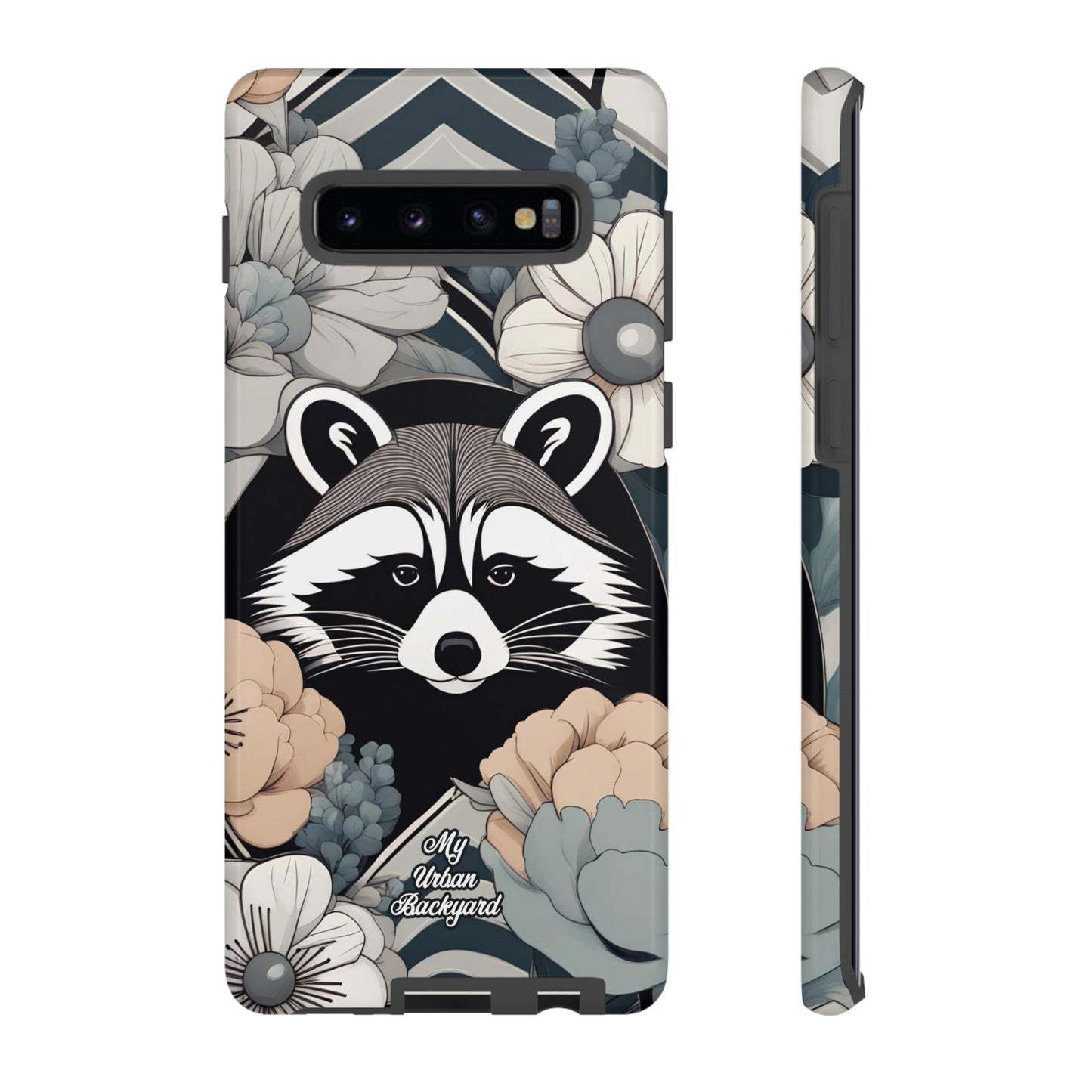 Art Deco Raccoon with Flowers, Cell Phone Case - Apple, Samsung, or Google Pixel