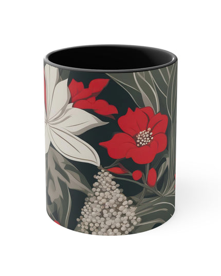 Red and White Flowers, Ceramic Mug - Perfect for Coffee, Tea, and More!