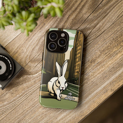 White Rabbit on a City Street, Cell Phone Case - Apple, Samsung, or Google Pixel