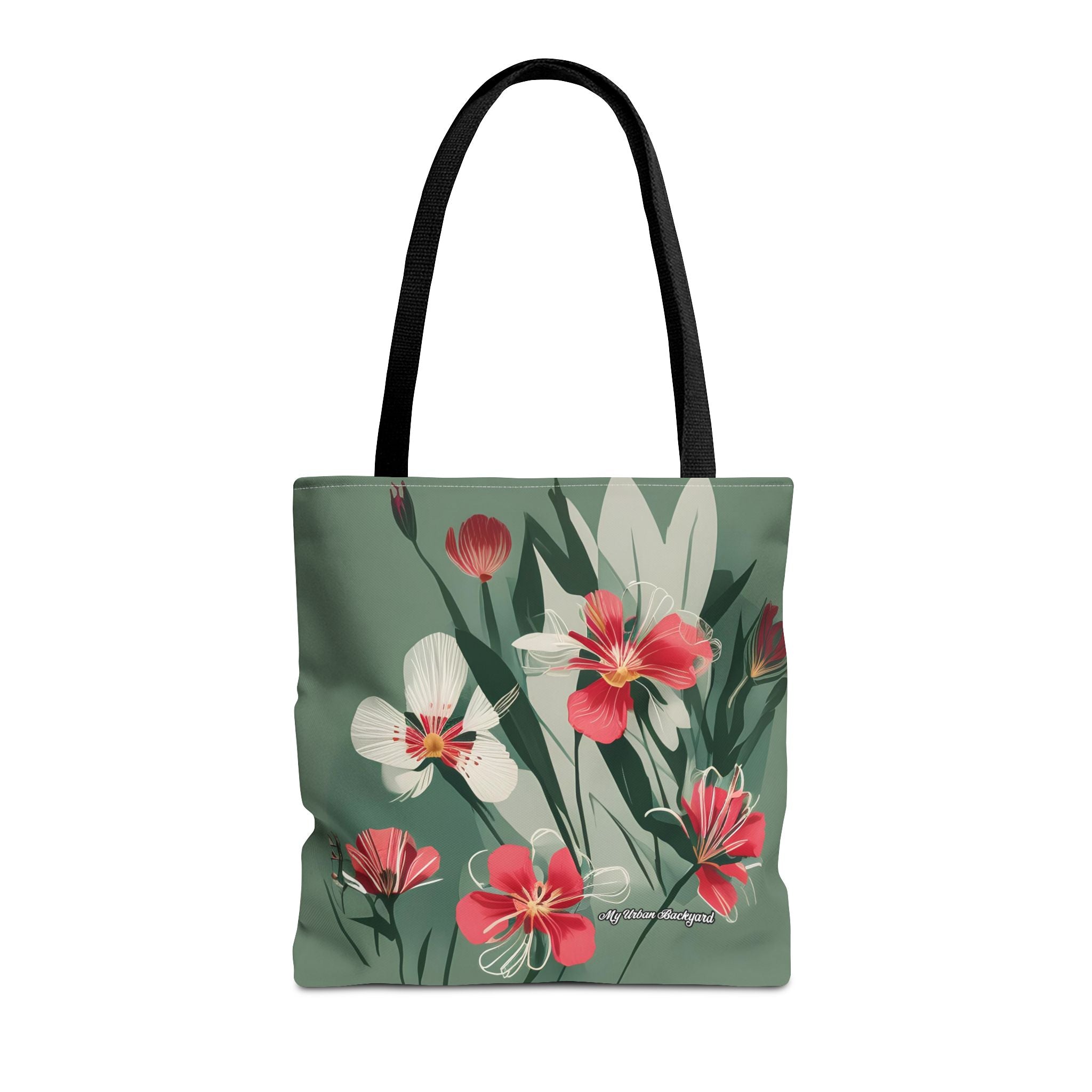 White and Red Wildflowers Tote Bag with Cotton Handles For Everyday Use, 3 Sizes