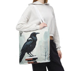 Winter Crow Tote Bag with Cotton Handles For Everyday Use, 3 Sizes
