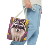 Raccoon and Flowers Tote Bag with Cotton Handles For Everyday Use, 3 Sizes