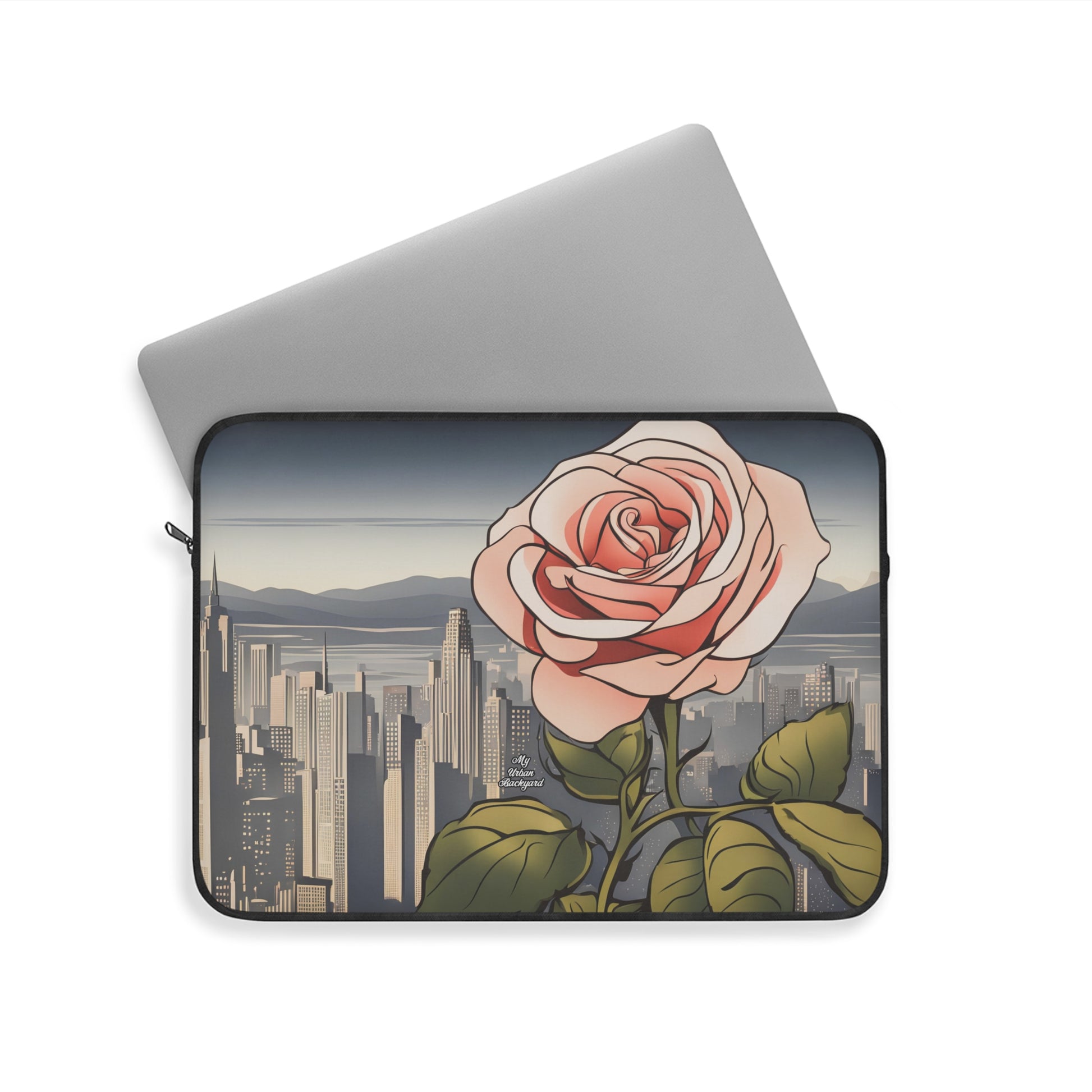 City Rose, Soft Laptop Sleeve, Floral Tech Case, Gift for Students, Home Office Decor, Valentine's Day, 3 Sizes