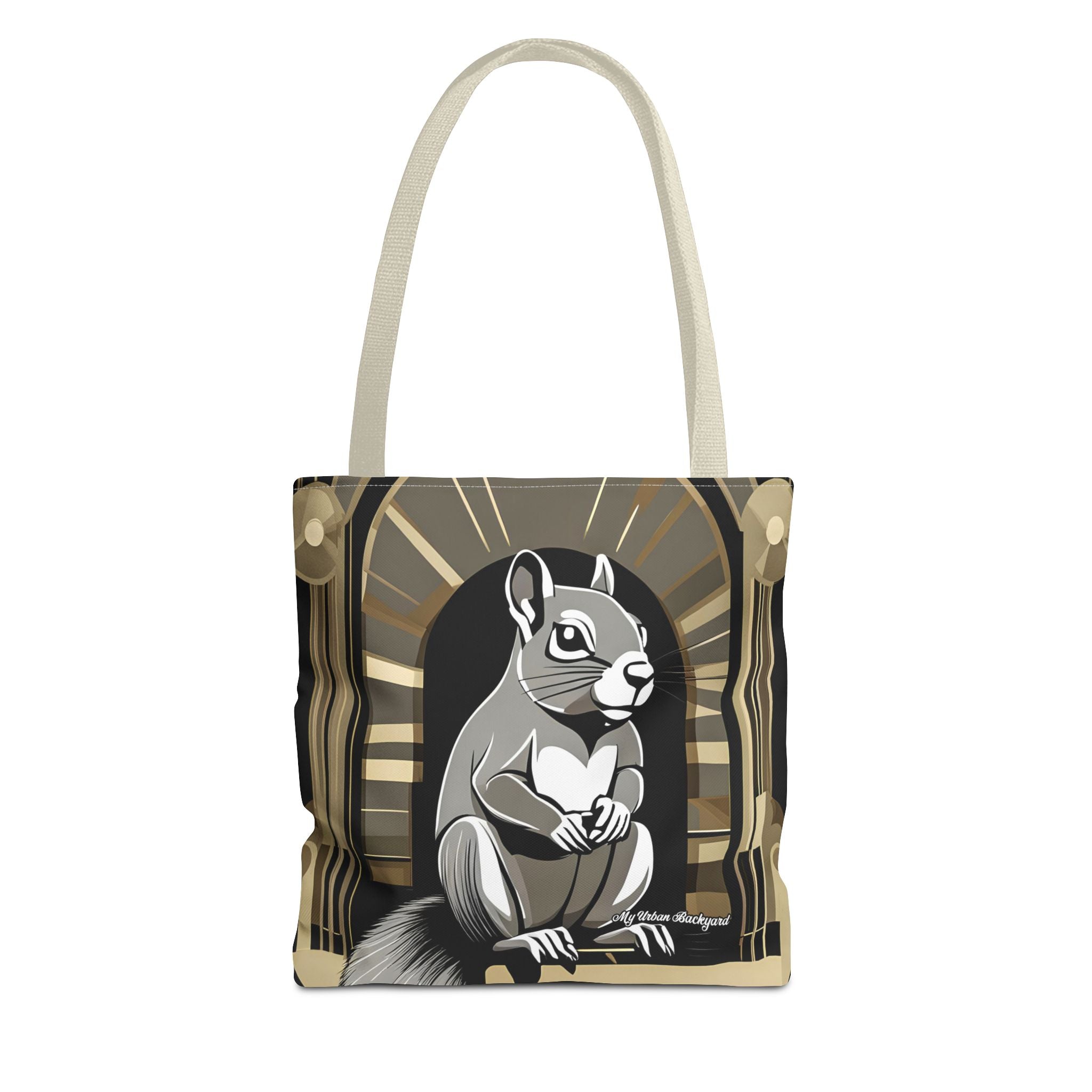 Art Deco Squirrel, Tote Bag with Cotton Handles For Everyday Use, 3 Sizes