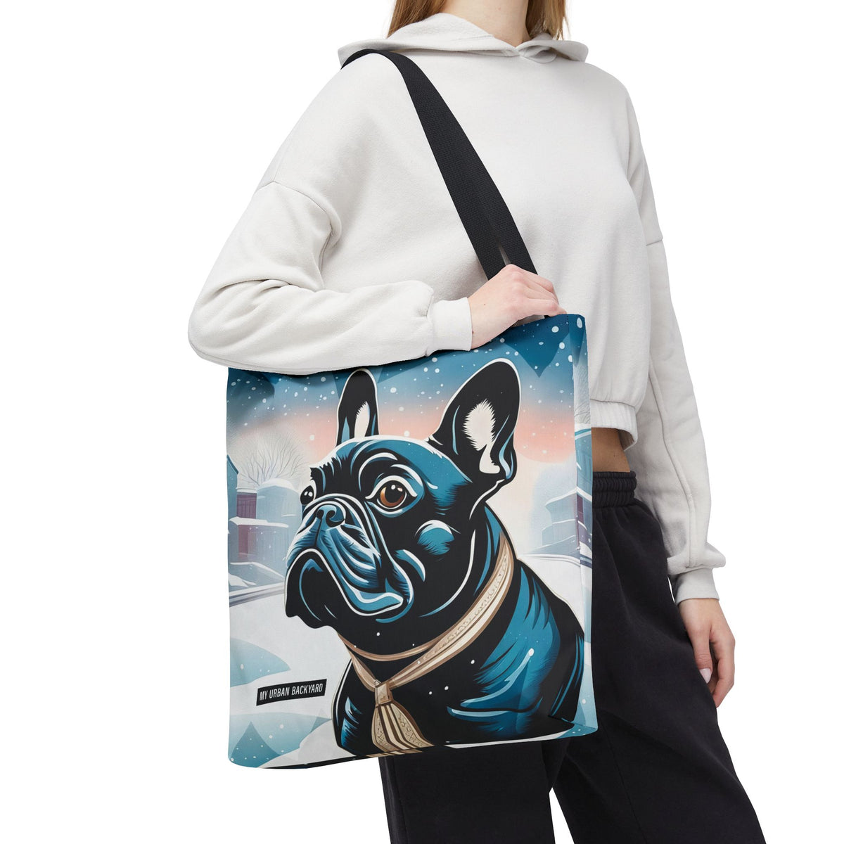 Winter French Bulldog Tote Bag