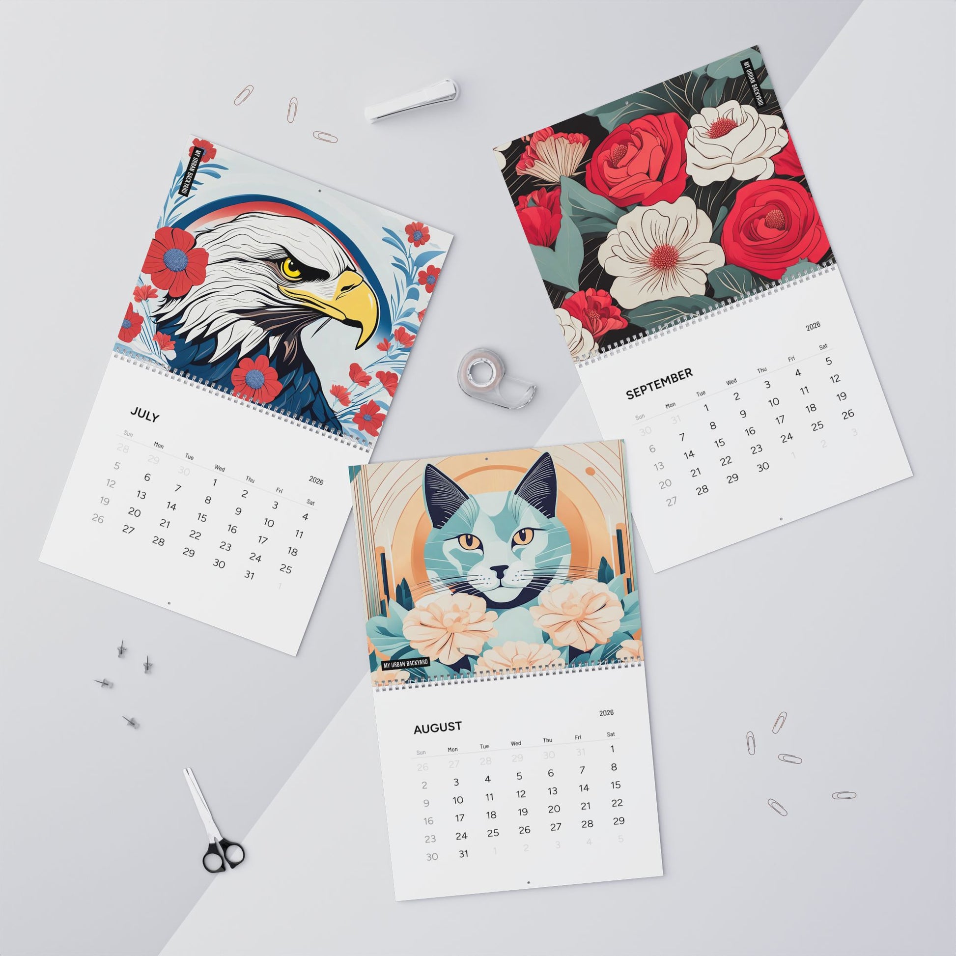 2026 My Urban Backyard Wall Calendar - Monthly Planner for Nature Lovers and Art Enthusiasts