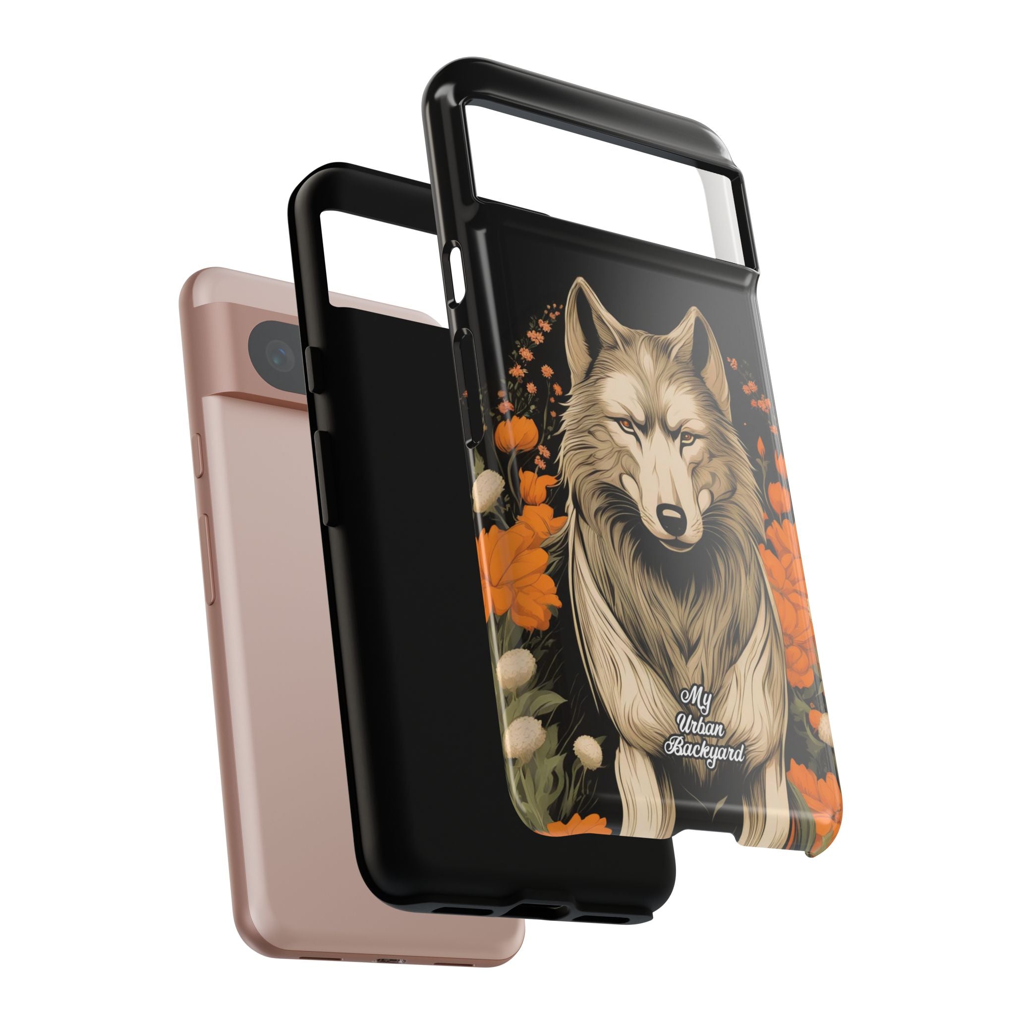 Wolf with Flowers, Animal Cell Phone Case - Apple, Samsung, Google Pixel