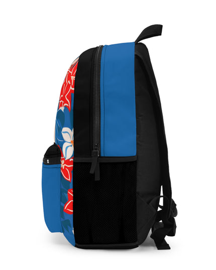 Cat with Red and White Flowers, Backpack with Computer Pocket and Padded Back