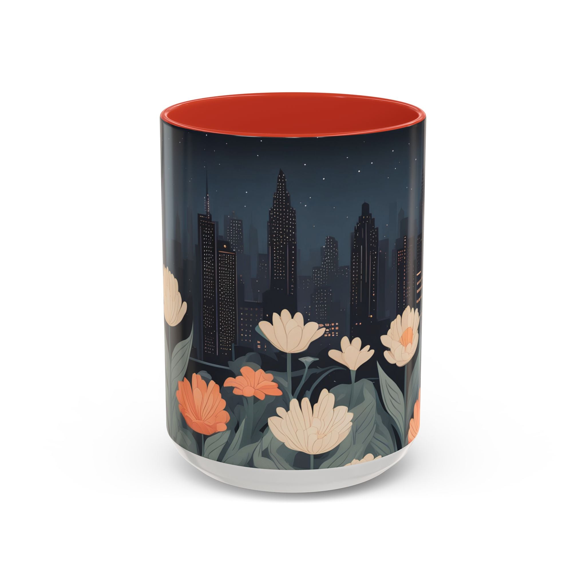 Cityscape with Flowers, Ceramic Coffee Mug