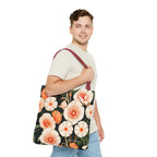Art Deco Flowers Tote Bag with Cotton Handles For Everyday Use, 3 Sizes