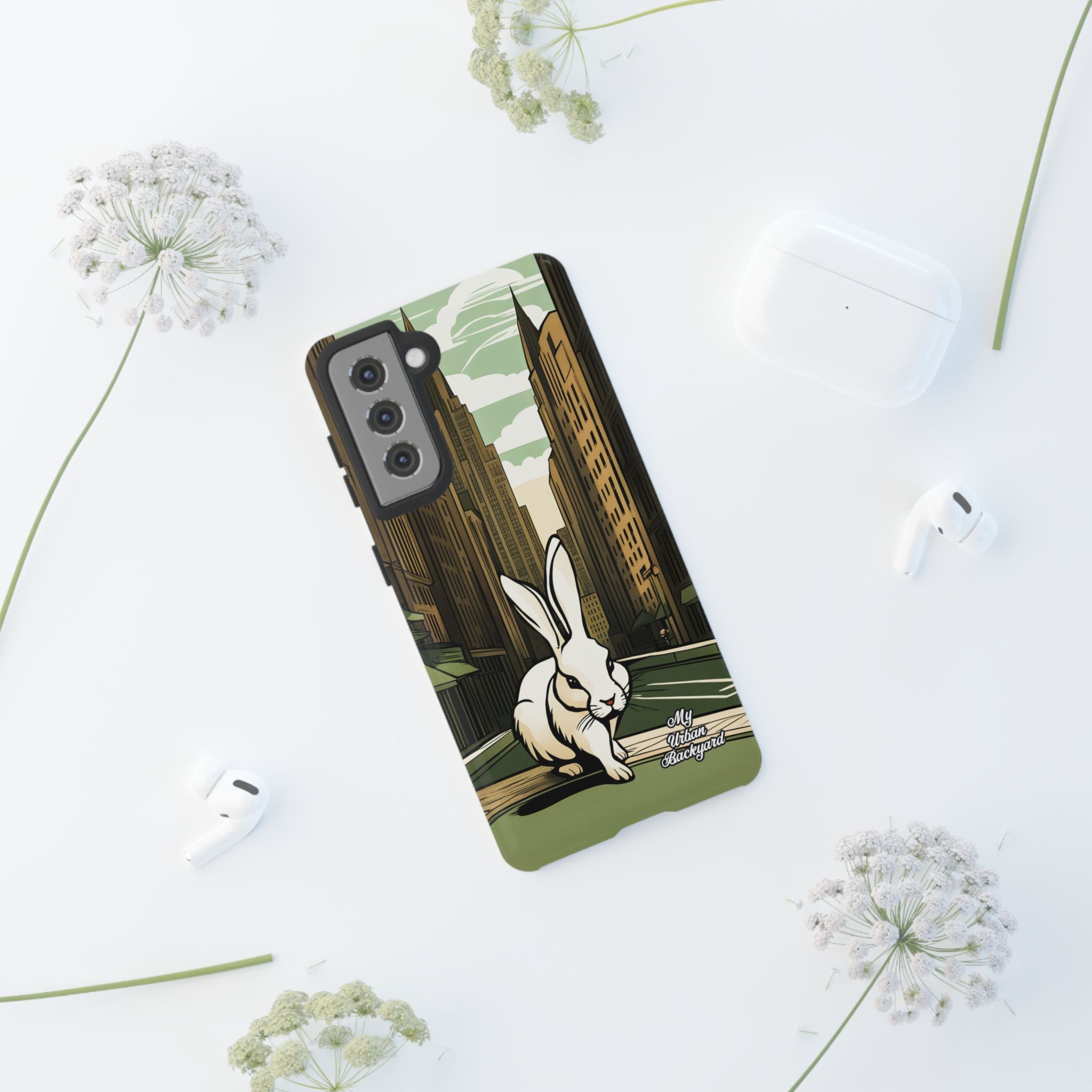 White Rabbit on a City Street, Cell Phone Case - Apple, Samsung, Google Pixel