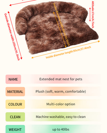 Extended Mat Nest, Comfortable Pet Cushion For Sofa or Floors, Dogs/Cats, 43.3"