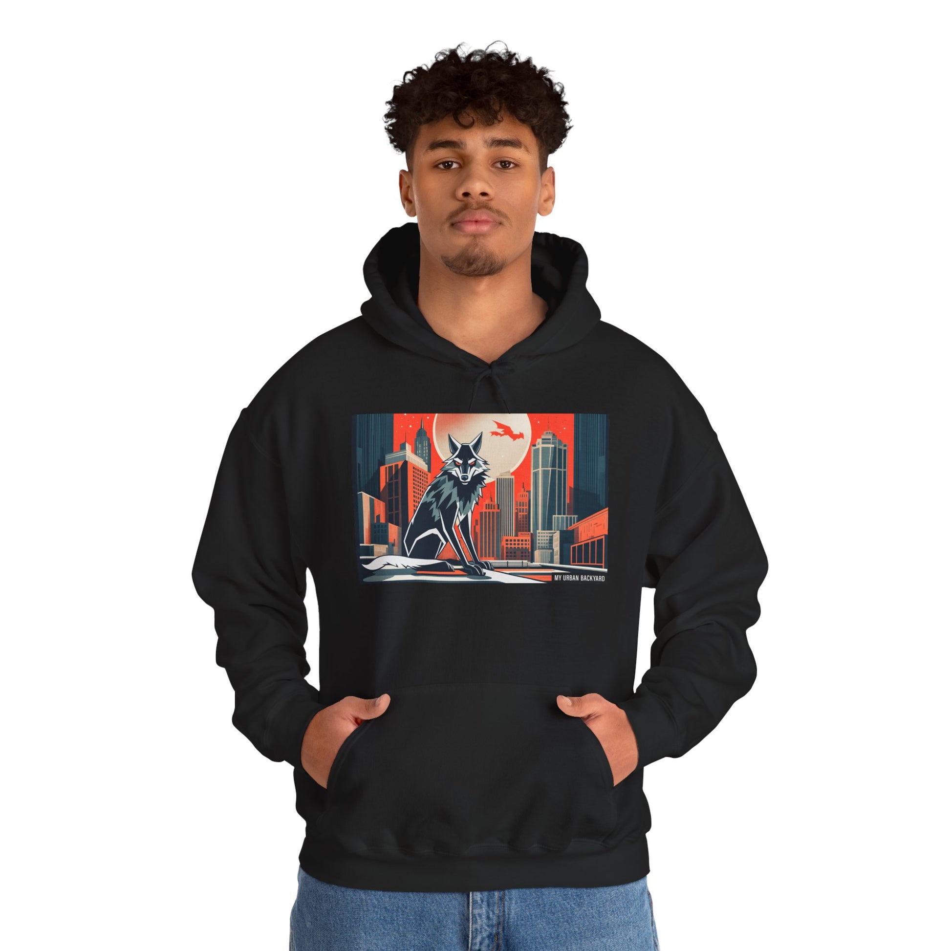 Urban Wolf Hoodie, Cozy Unisex Sweatshirt, Outdoor Adventure, Animal Lover Gift, Fall Style, Adventure Ready