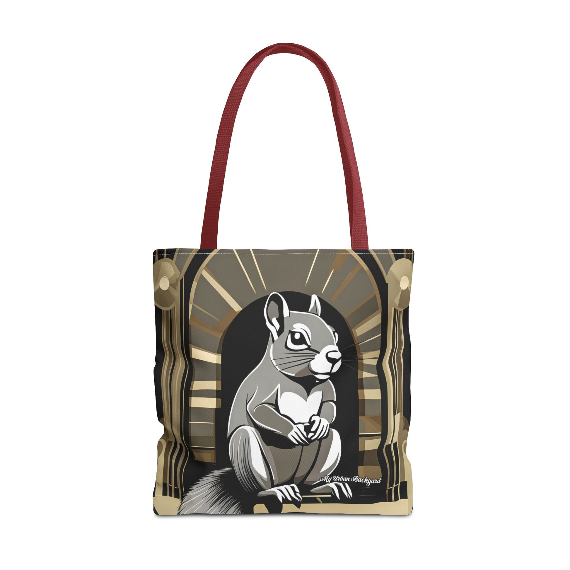 Art Deco Squirrel, Tote Bag with Cotton Handles For Everyday Use, 3 Sizes