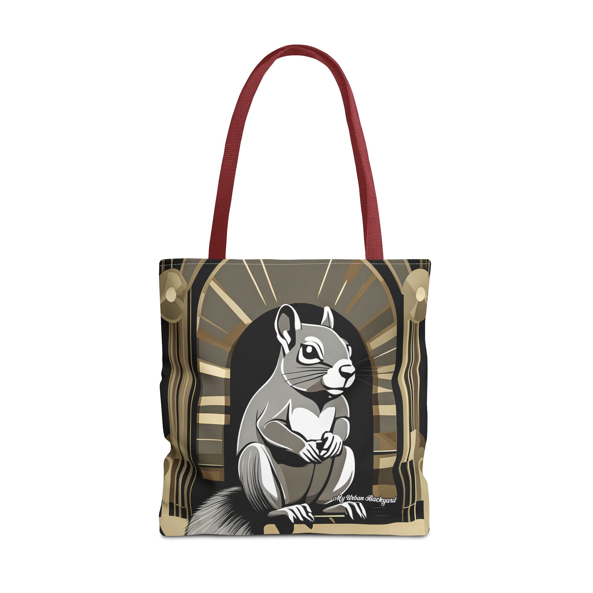 Art Deco Squirrel, Tote Bag with Cotton Handles For Everyday Use, 3 Sizes