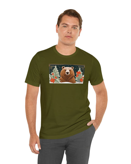Art Deco Holiday Bear, Soft 100% Jersey Cotton T-Shirt, Unisex, Short Sleeve, Retail Fit